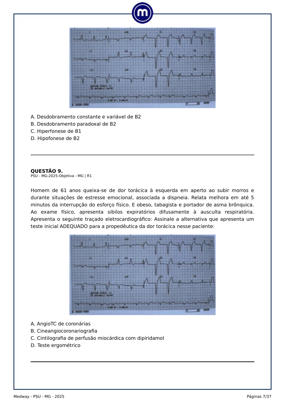 Página preservada com o elemento visual da questão 8 do PSU-MG 2025.